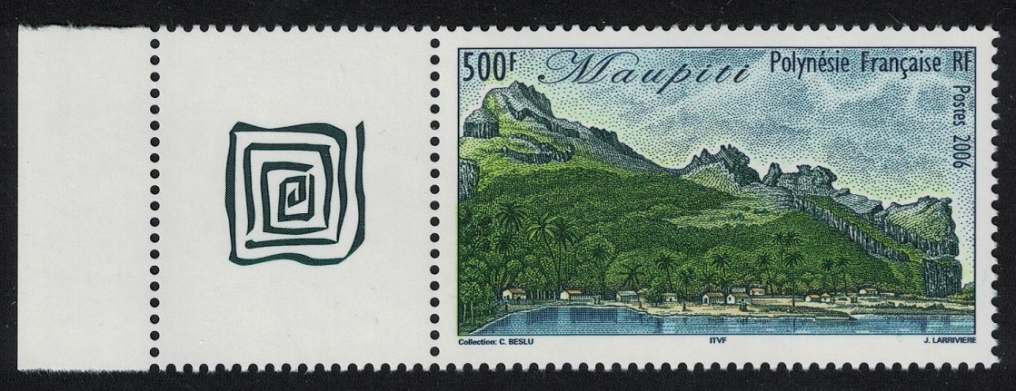 French Polynesia Maupiti Mountains 500f with Label 2006 MNH SG#1022