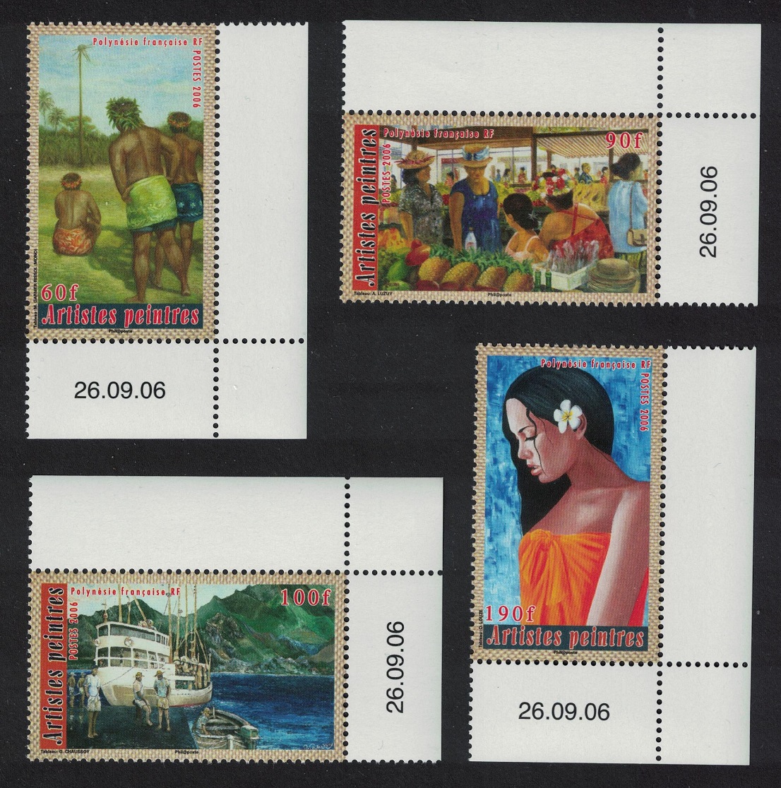 French Polynesia Painters 4v Corners Date PM 2006 MNH SG#1036-1039