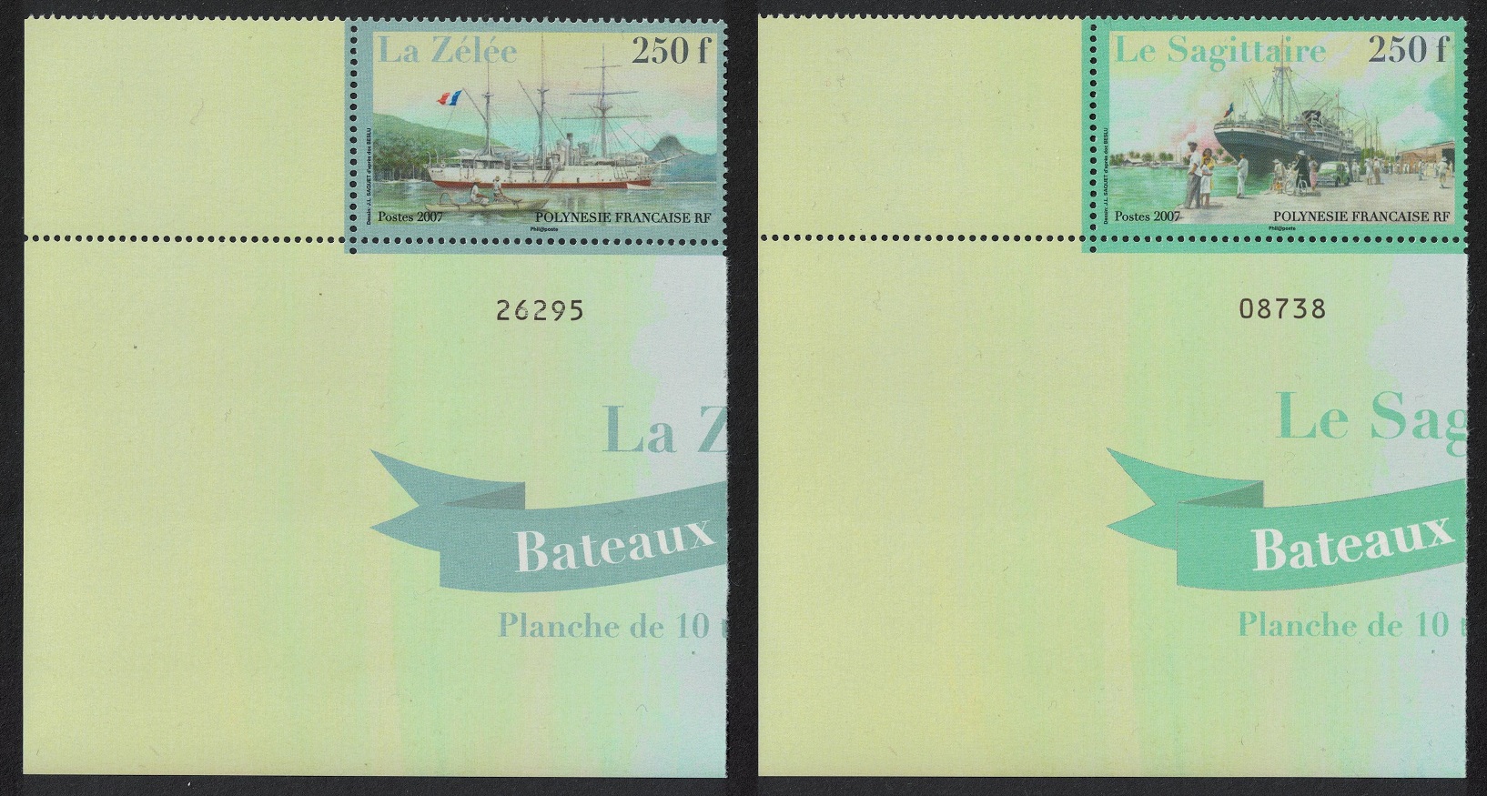 French Polynesia Famous Ships 2v Corners Control Number 2007 MNH SG#1055-1056