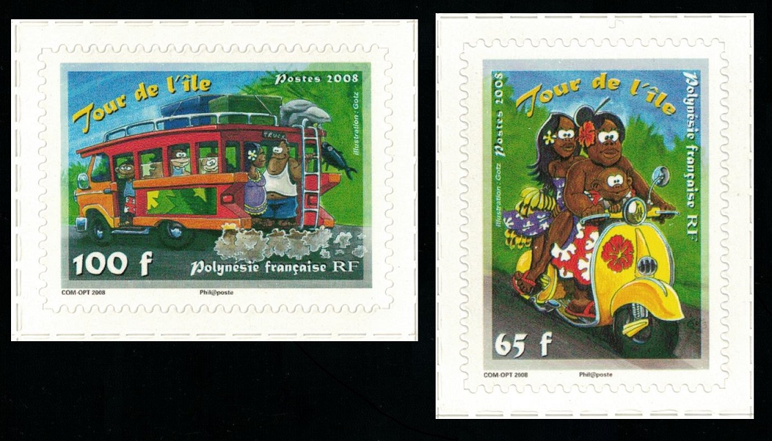 French Polynesia Scooter Bus Tour d&#39;Ile 2v 2008 MNH SG#1081-1082 MI#1035-1036