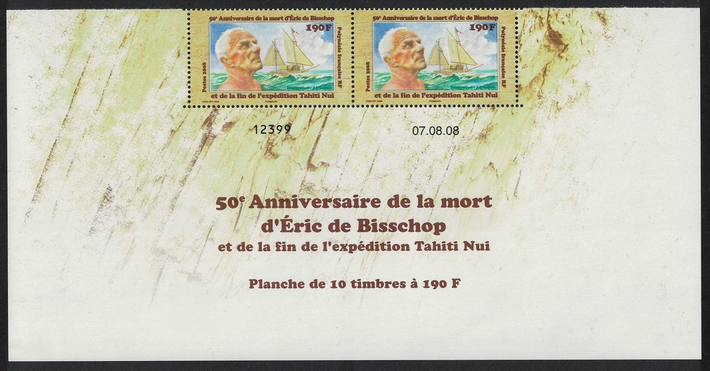 French Polynesia Eric de Bisschop navigator Pair 2008 MNH SG#1088 MI#1042