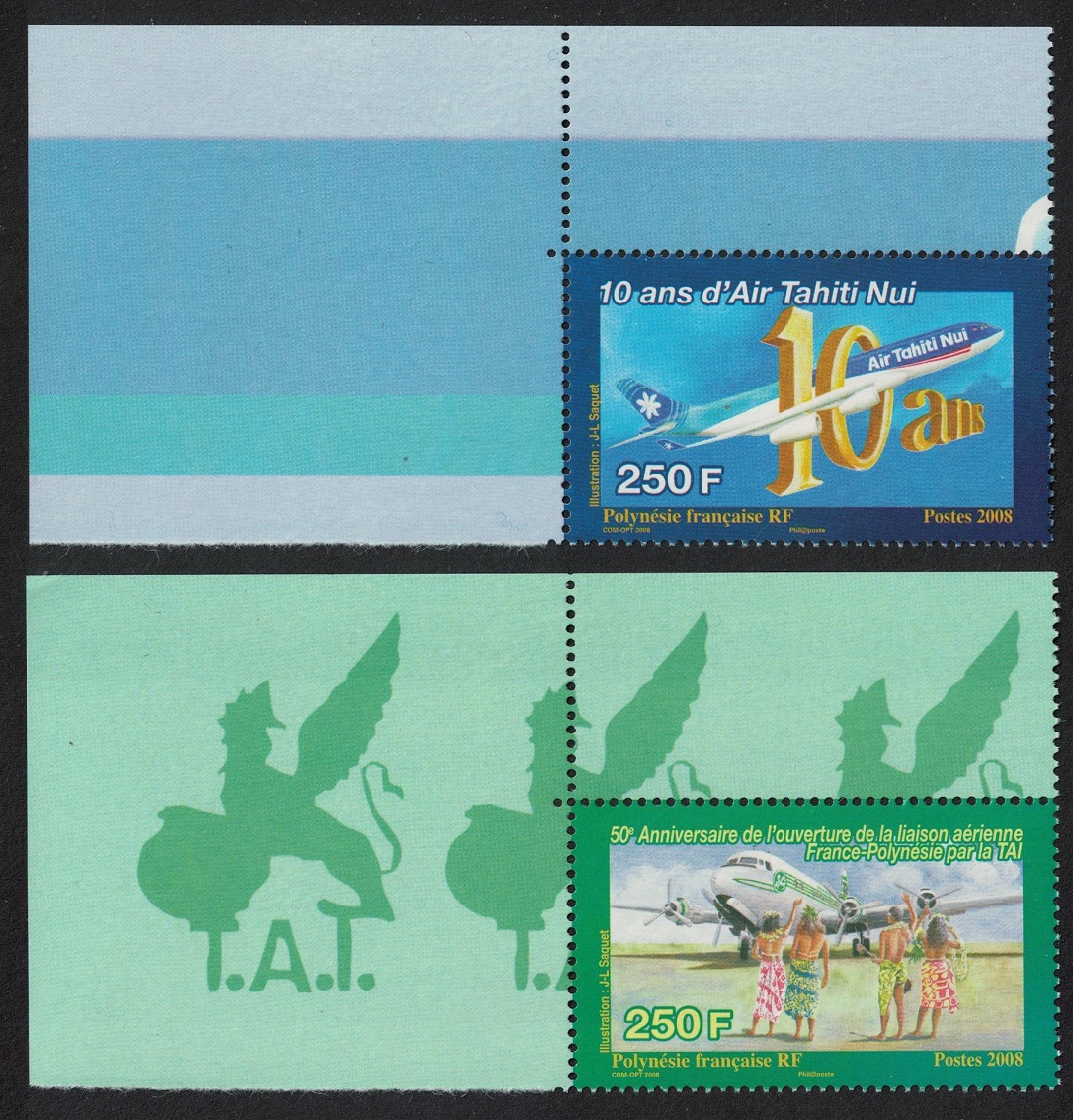 French Polynesia Air Tahiti 2v Top Corners T1 2008 MNH SG#1104-1105 MI#1056-1057