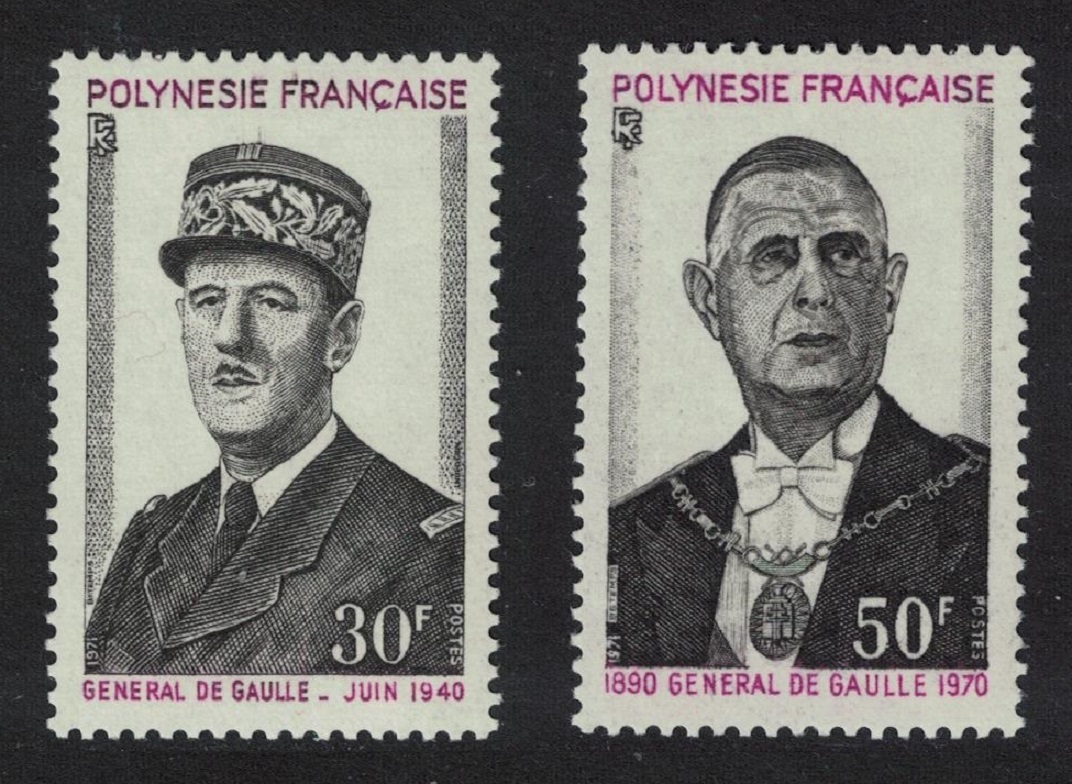 French Polynesia First Death Anniversary of General de Gaulle 1971 MNH SG#145-146