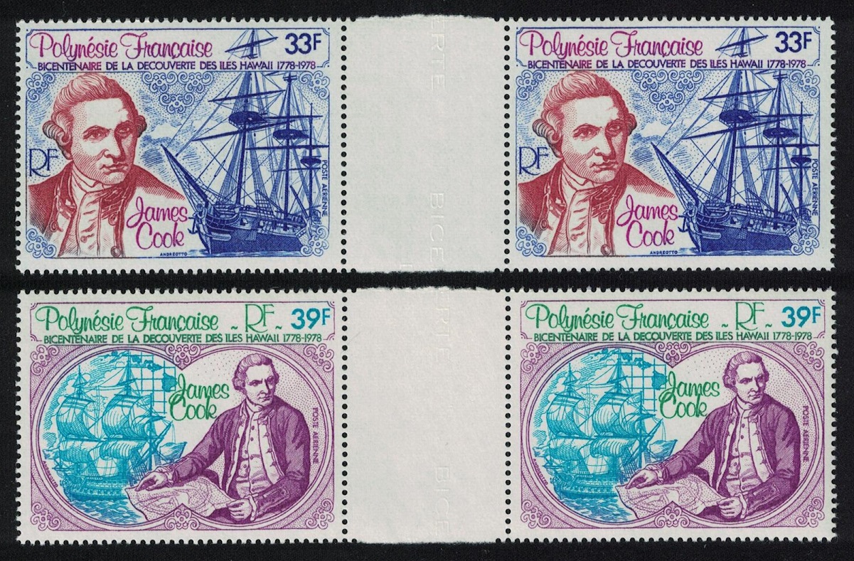 French Polynesia Captain Cook Discovery of Hawaii 2v Gutter Pairs 1978 MNH SG#266-267