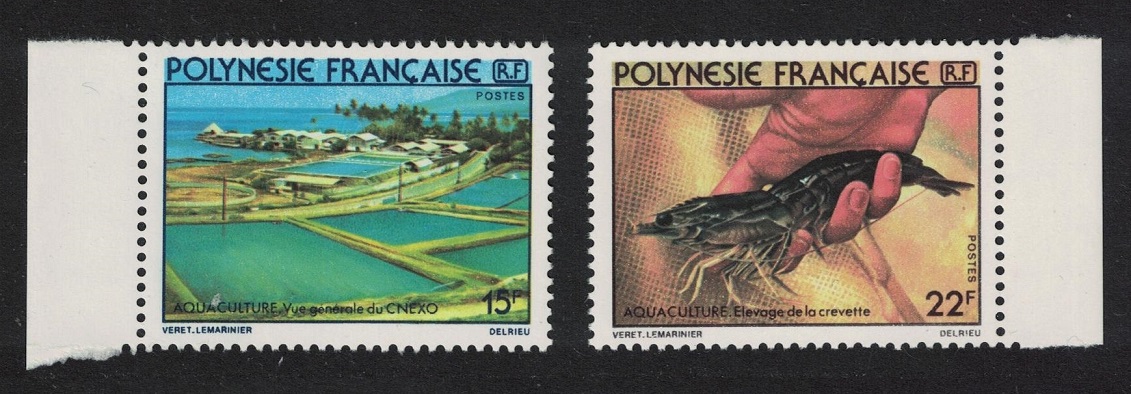 French Polynesia Sea-water shrimp Aquaculture 1st series 2v 1980 MNH SG#322-323