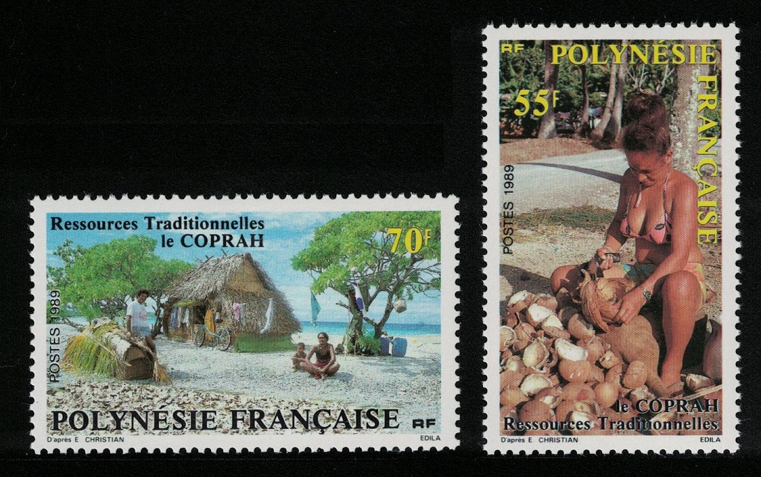 French Polynesia Copra Production 2v RARR 1989 MNH SG#555-556