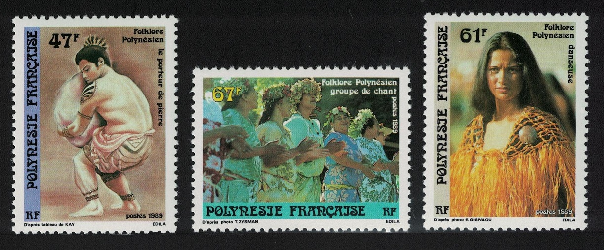 French Polynesia Dance Music Polynesian Folklore July Festivals 3v 1989 MNH SG#562-564