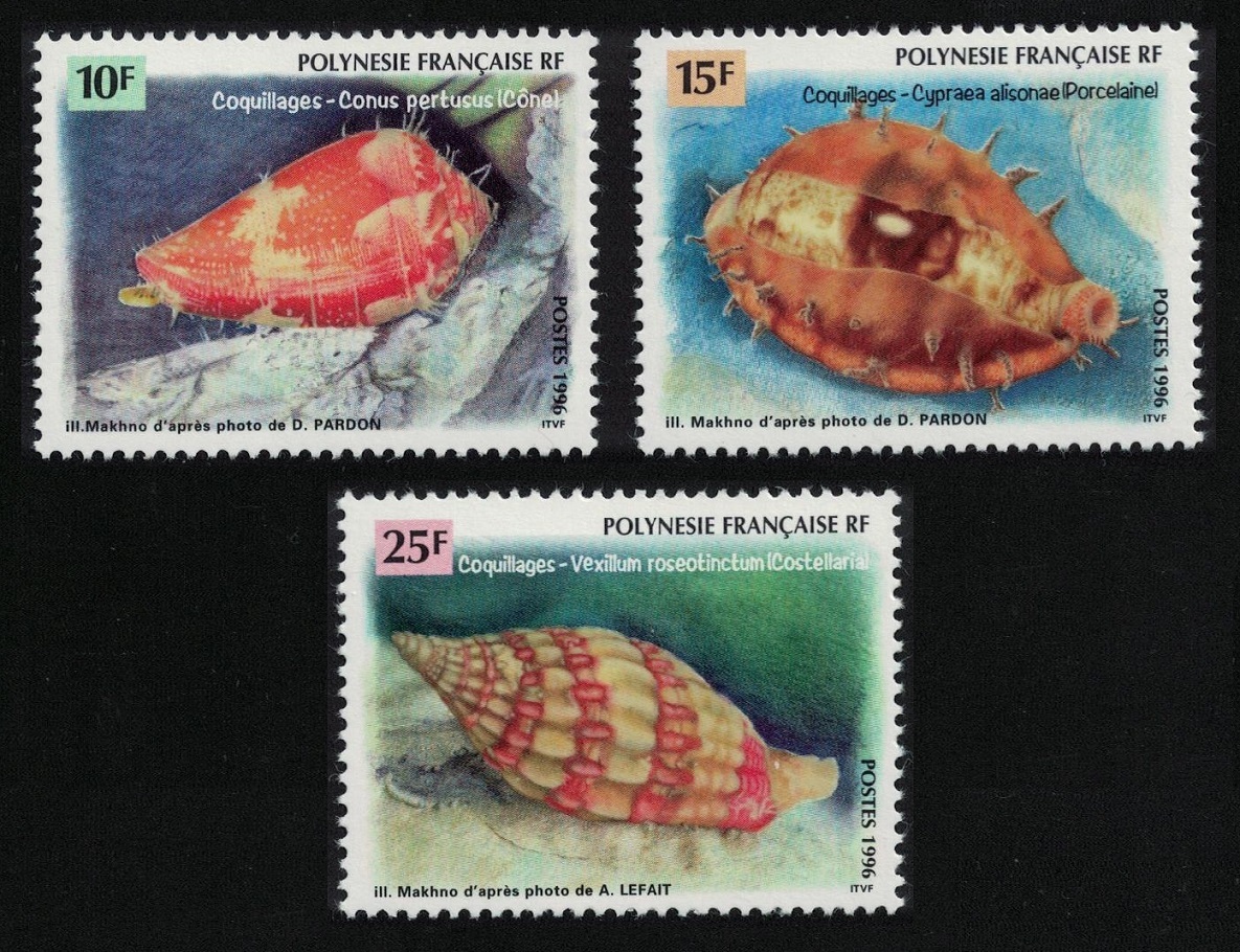 French Polynesia Sea Shells 3v 1996 MNH SG#749-751