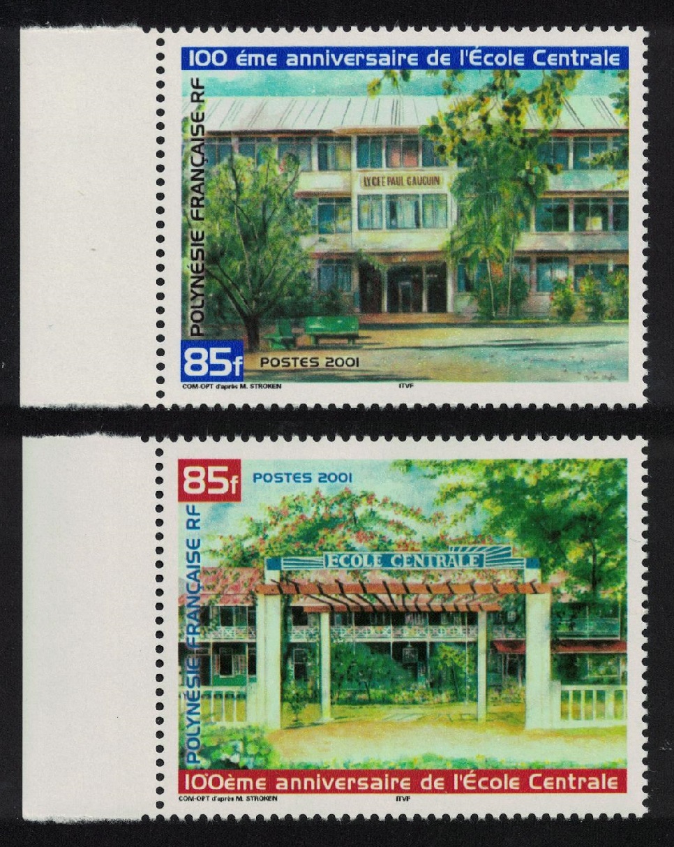 French Polynesia Ecole Centrale 2v Left Margins 2001 MNH SG#895-896