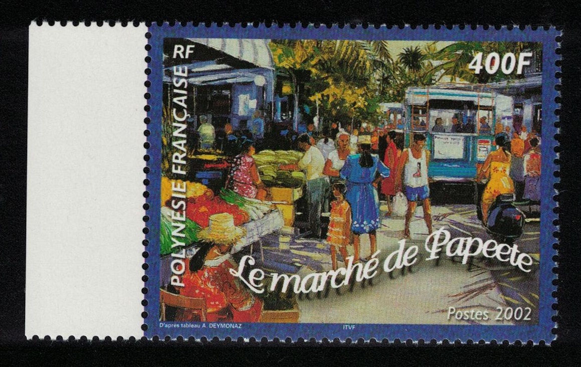 French Polynesia Painting &#39;Market Place Papeete&#39; by A. Deymonaz Margin 2002 MNH SG#939