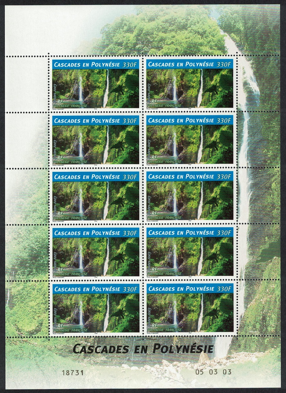 French Polynesia Waterfalls Full Sheet 2003 MNH SG#951