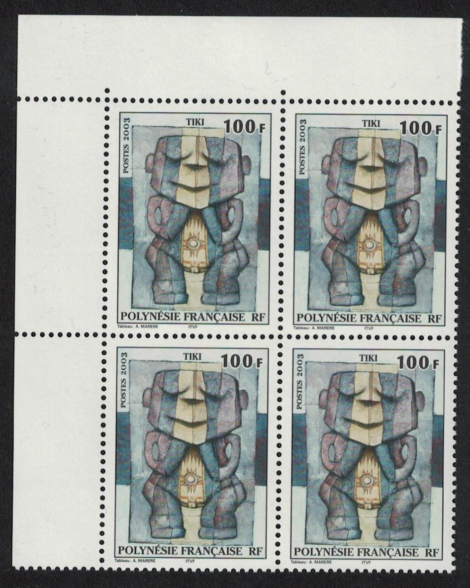 French Polynesia Tiki Corner Block of 4 2003 MNH SG#968