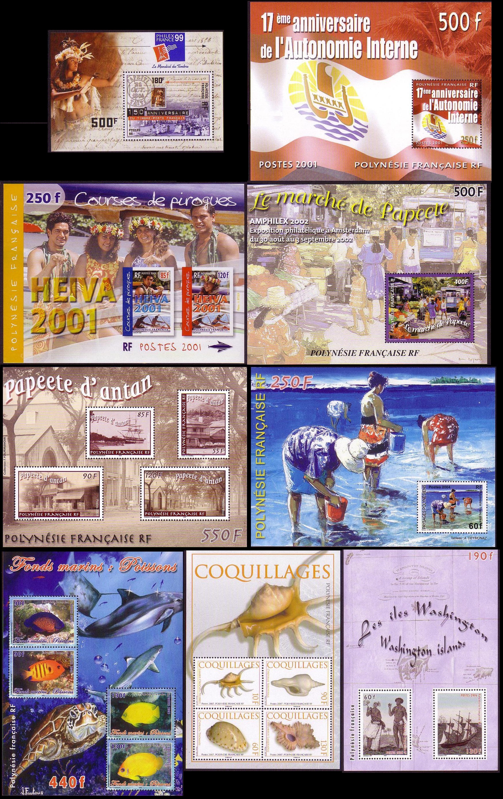 French Polynesia Collection Valeur Faciale XPF 3470 1999 MNH SG#MS862=MS1053 MI#Block 24-Block 33