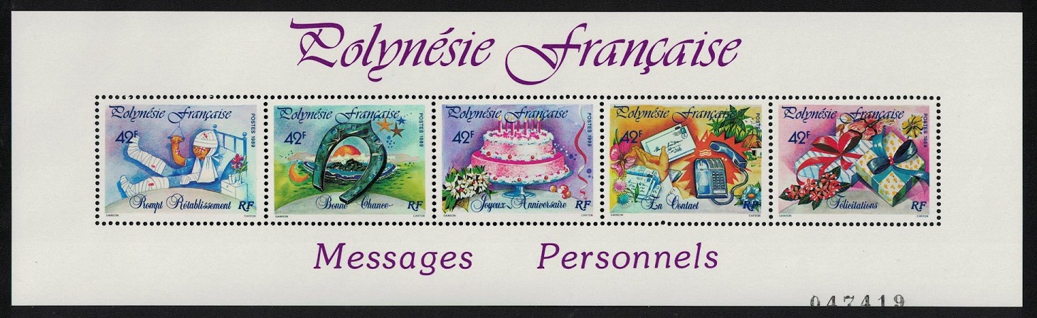 French Polynesia Greetings Stamps MS 1989 MNH SG#MS568