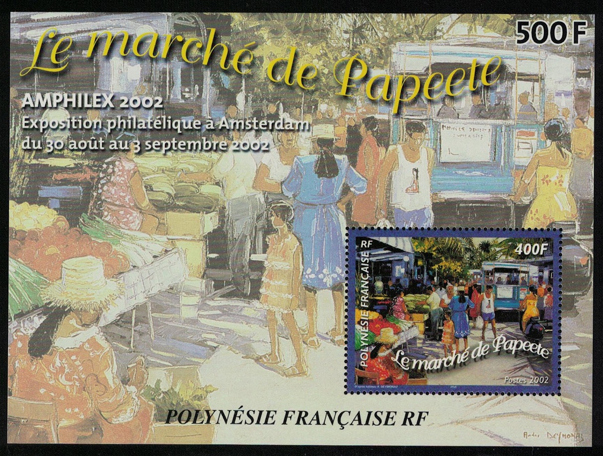 French Polynesia Painting &#39;Market Place Papeete&#39; by A. Deymonaz MS 2002 MNH SG#MS940 MI#Block 28