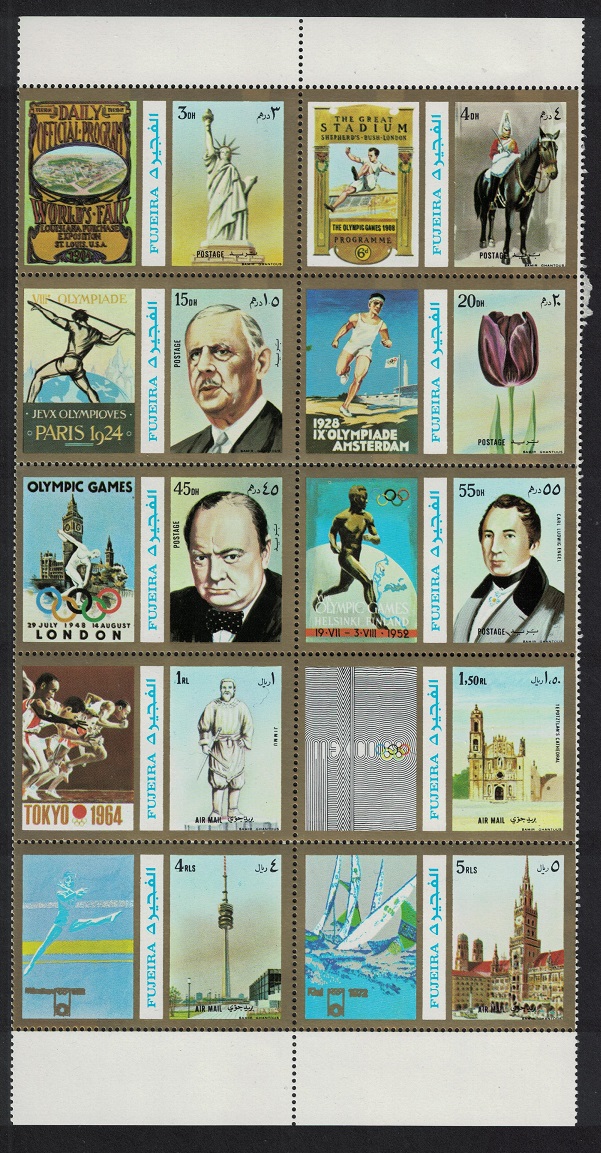 Fujeira Churchill De Gaulle Olympic Games 10v 1972 MNH MI#1040=1059