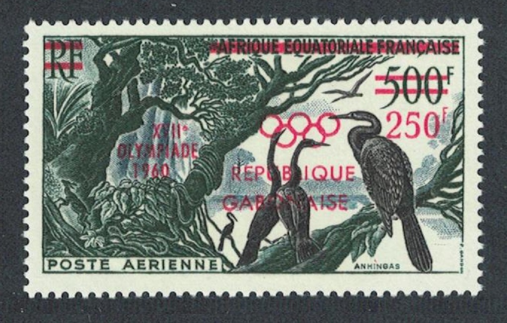 Gabon Birds Anhinga Summer Olympic Games Rome 1960 MNH SG#165 MI#156