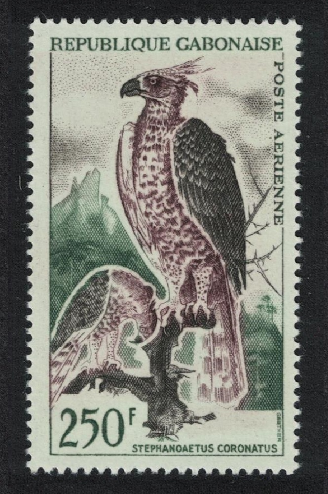 Gabon Crowned eagle Bird 250f 1964 MNH SG#173 MI#207