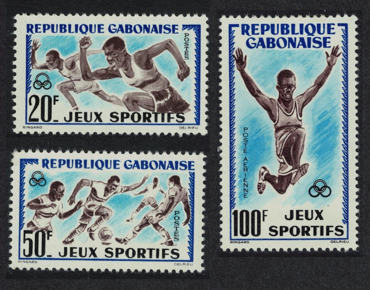 Gabon Football Athletics Sports 3v 1962 MNH SG#186-188