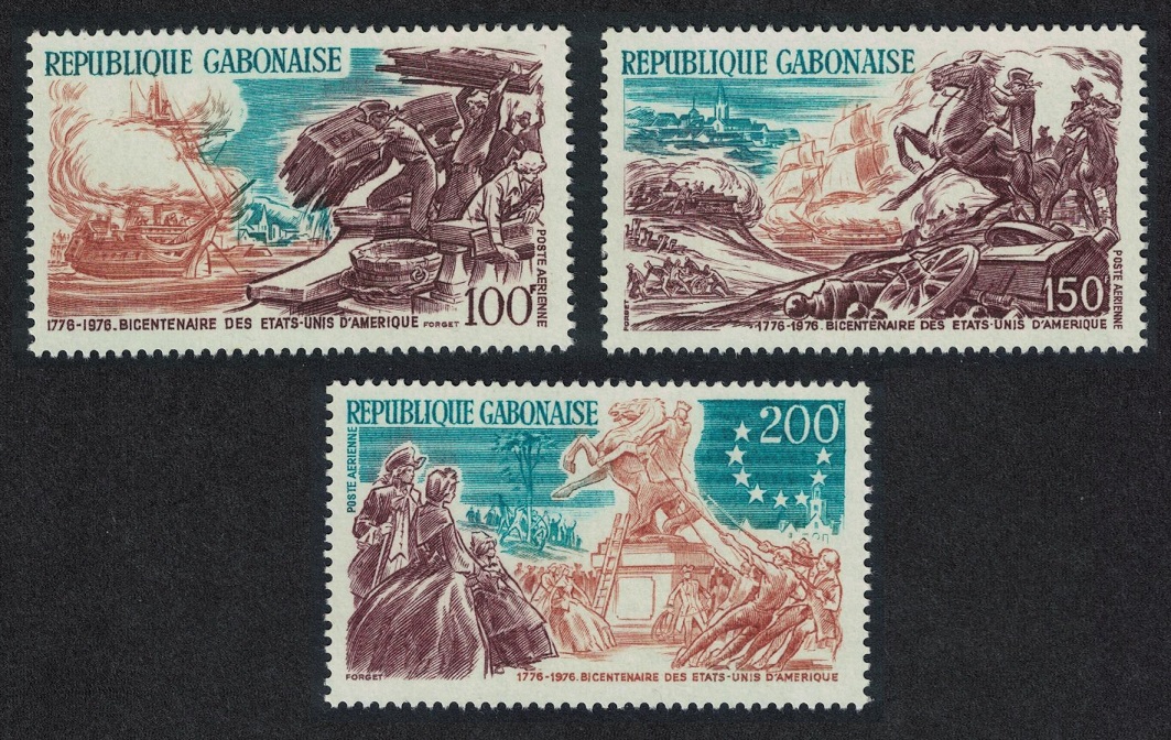 Gabon American Revolution 3v 1976 MNH SG#578-580