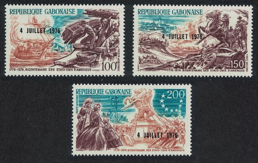 Gabon US Independence Day 3v 1976 MNH SG#583-585