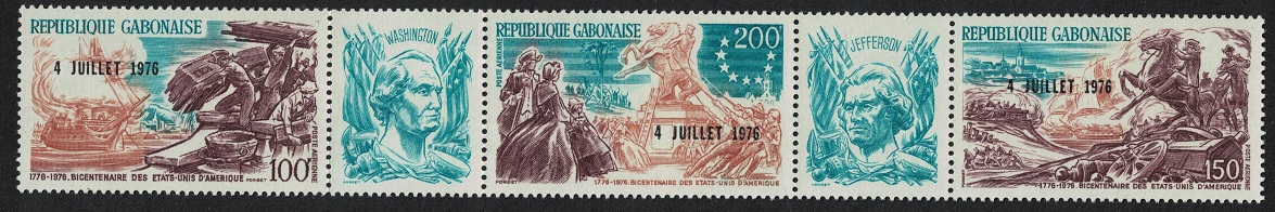 Gabon US Independence Day 3v Strip 1976 MNH SG#583-585