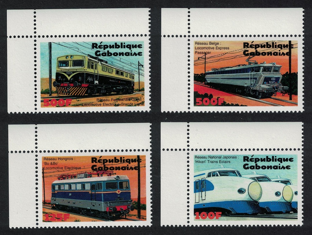 Gabon Locomotives of the World 4v Corners 2000 MNH MI#1525-1528