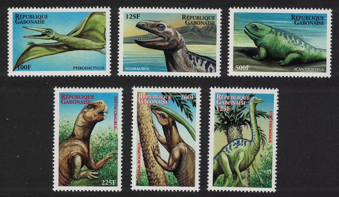 Gabon Prehistoric Animals Dinosaurs 6v 2000 MNH MI#1566-1571 Sc#1000-1005