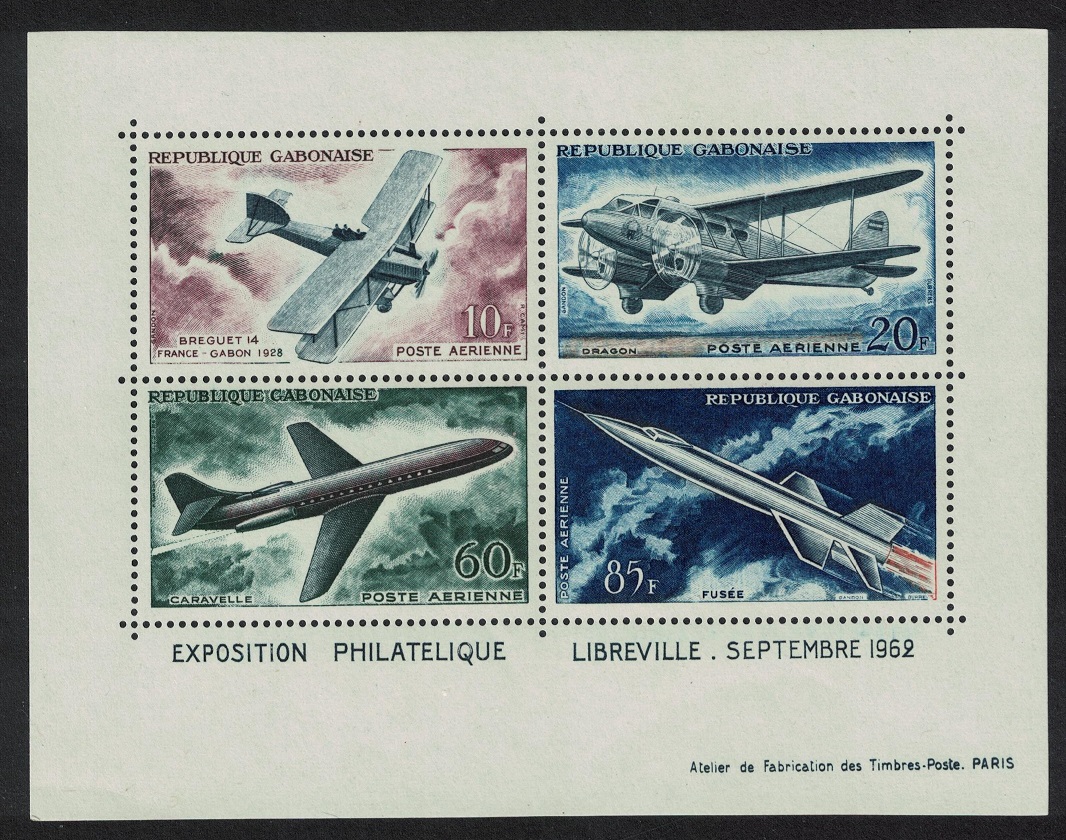 Gabon Evolution of Air Transport Space MS 1962 MNH SG#MS193