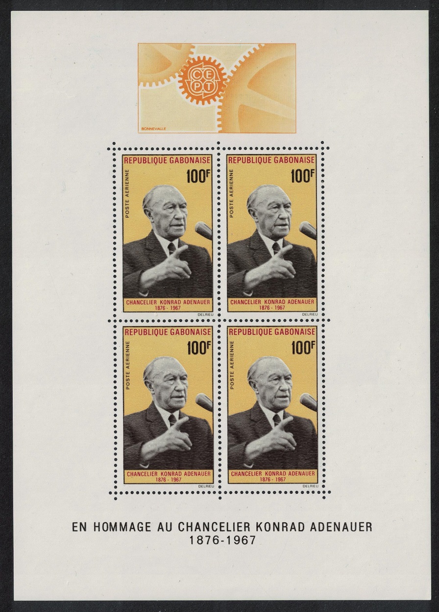 Gabon Konrad Hermann Joseph Adenauer Commemoration MS 1968 MNH SG#MS314