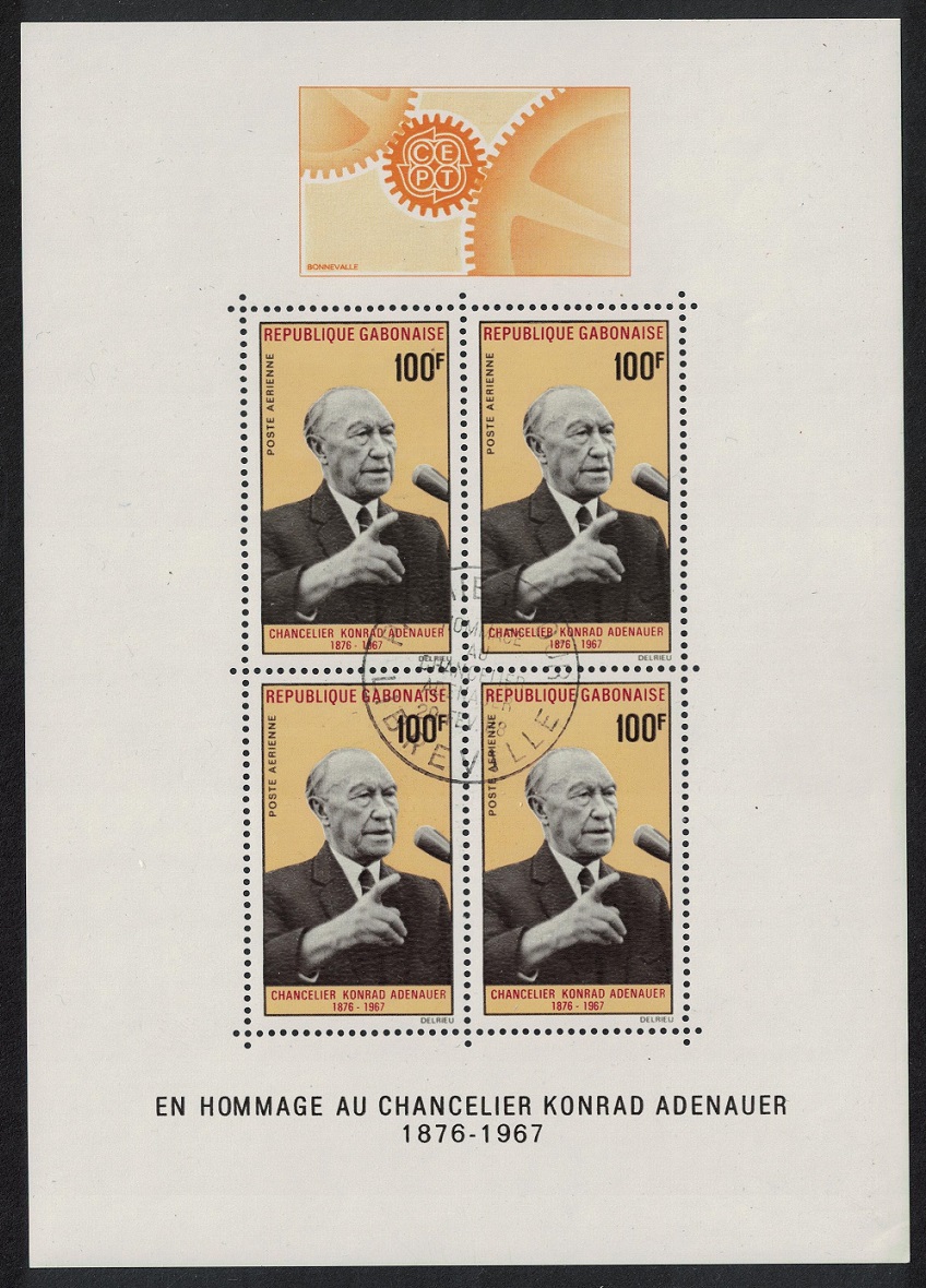 Gabon Konrad Hermann Joseph Adenauer Commemoration MS 1968 Canc SG#MS314