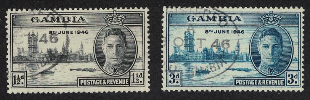 Gambia World War II Victory 2v 1946 Canc SG#162-163