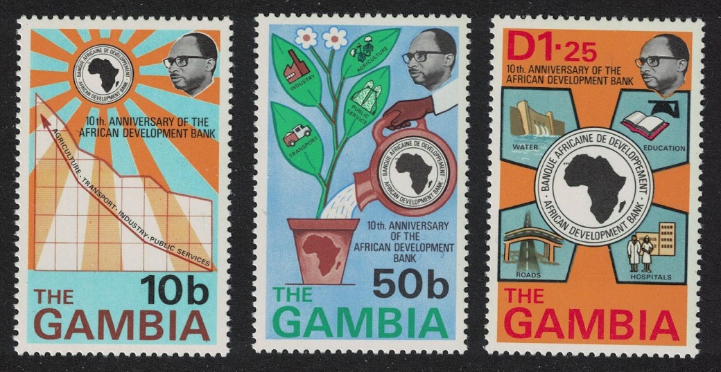 Gambia Tenth Anniversary of African Development Bank 3v 1975 MNH SG#333-335