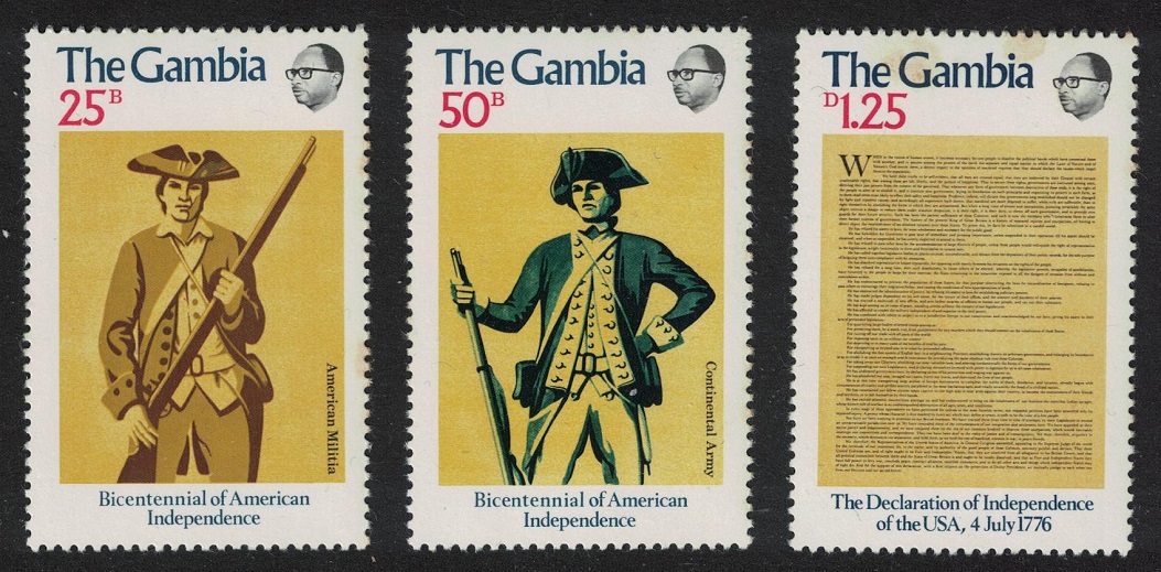 Gambia Bicentenary of American Revolution 3v 1976 MNH SG#349-351