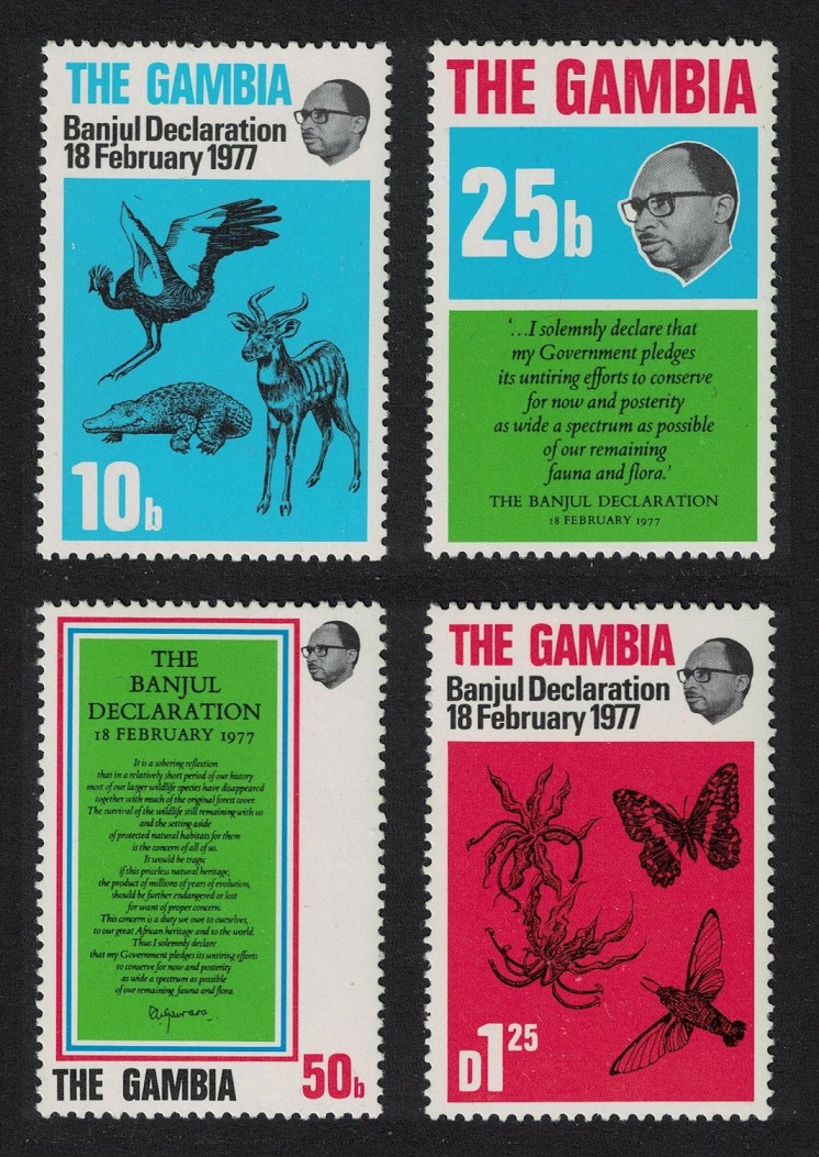 Gambia Birds Butterflies Wild Animals 4v 1977 MNH SG#384-387