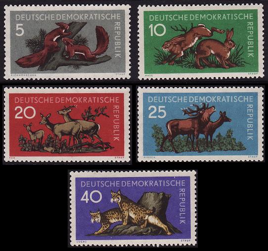 German Democratic Republic Forest Animals 5v 1959 MNH SG#E470-E474