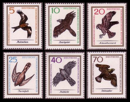 German Democratic Republic Birds of Prey 6v 1965 MNH SG#E865-E870 MI#1147-1152