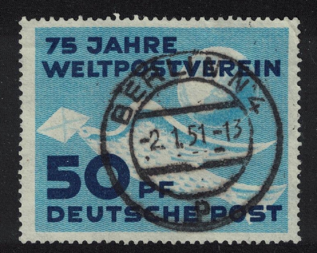 German Democratic Republic 1st Stamp of GDR 75th Anniversary of UPU 50pf 1949 Canc SG#E1