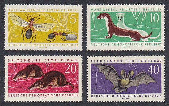 German Democratic Republic Ants Bats Weasel Shrew Animals 4v 1962 MNH SG#E608-E611 MI#869-872