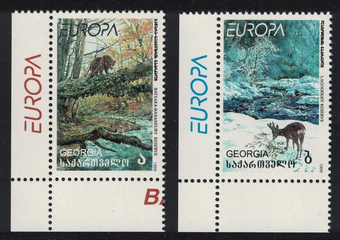 Georgia Brown Bear Chamois Animals National Parks 2v inscript&#39; Europa&#39; 1999 MNH SG#299-300