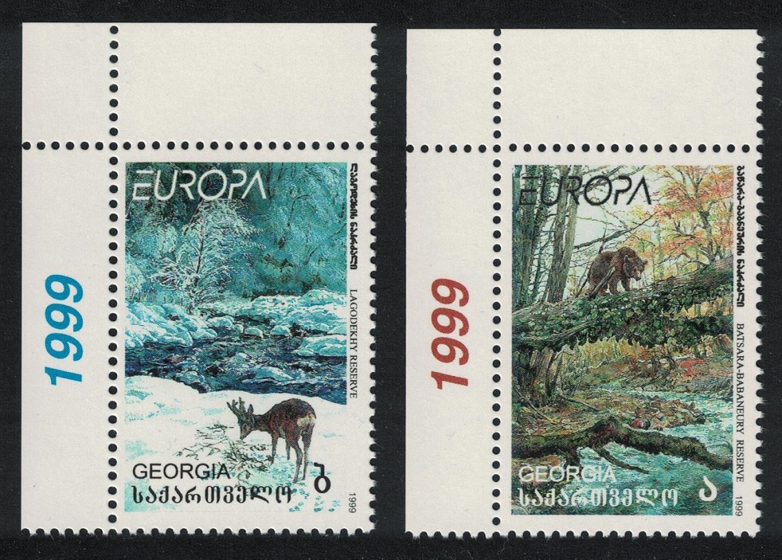 Georgia Brown Bear Chamois Animals National Parks 2v Corners 1999 MNH SG#299-300