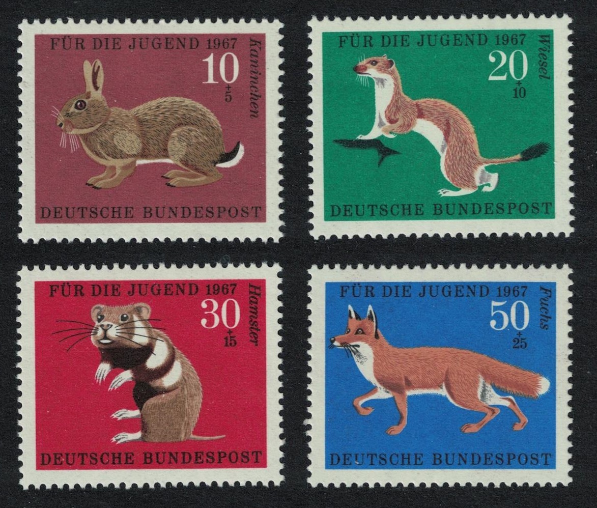 Germany Rabbit Stoat Hamster Fox 4v 1967 MNH SG#1434-1437 MI#529-532