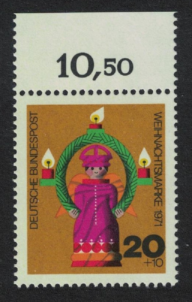 Germany Christmas Inscr &#39;WEIHNACHTSMARKE&#39; Top Margin 1971 MNH SG#1611