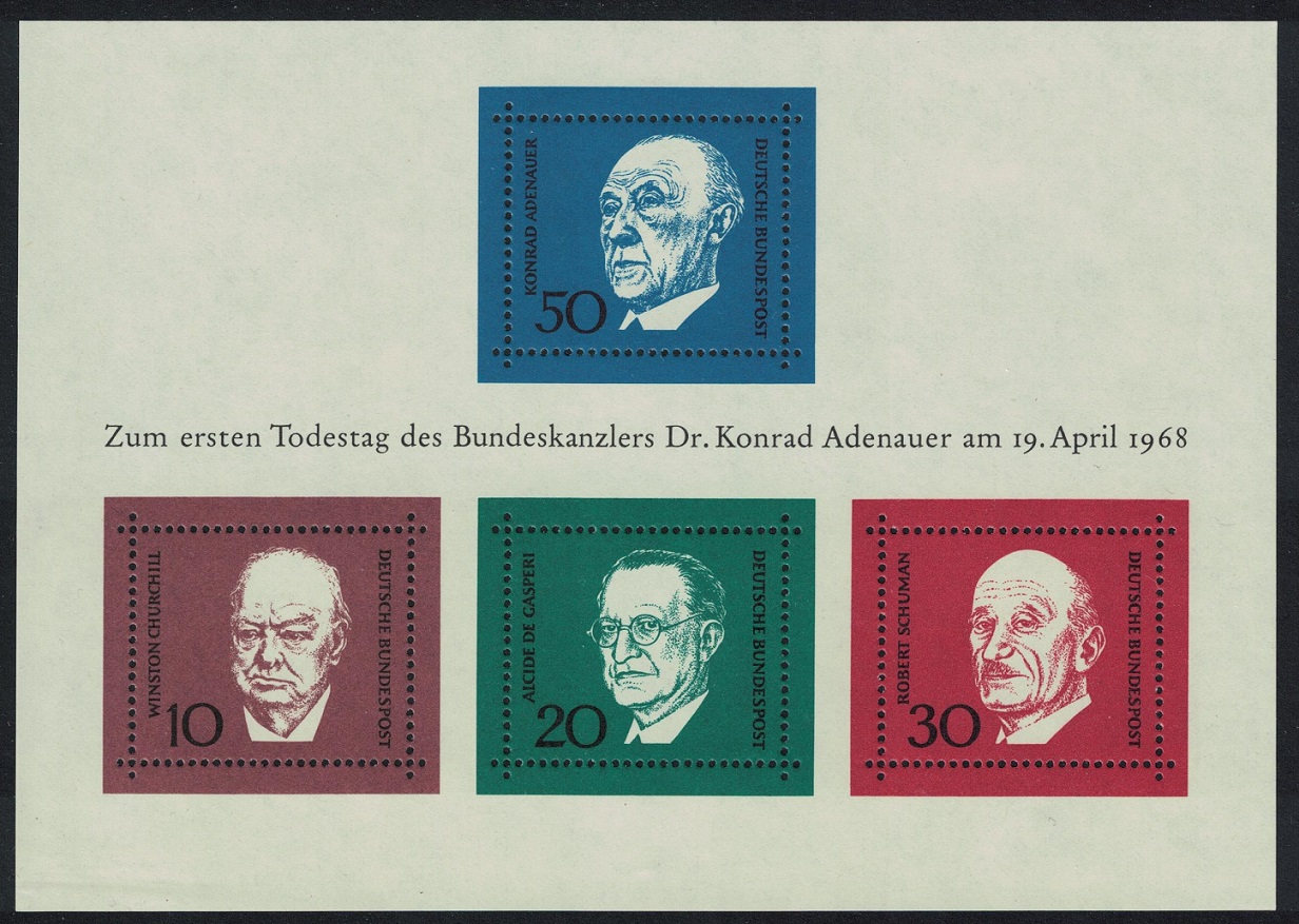 Germany Sir Winston Churchill Adenauer Commemoration MS 1968 MNH SG#MS1459