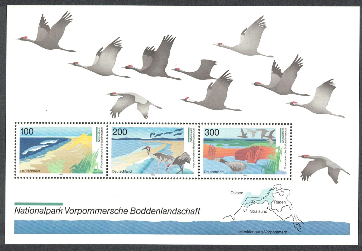 Germany Birds Cranes Geese Western Pomerania National Park MS 1996 MNH SG#MS2728