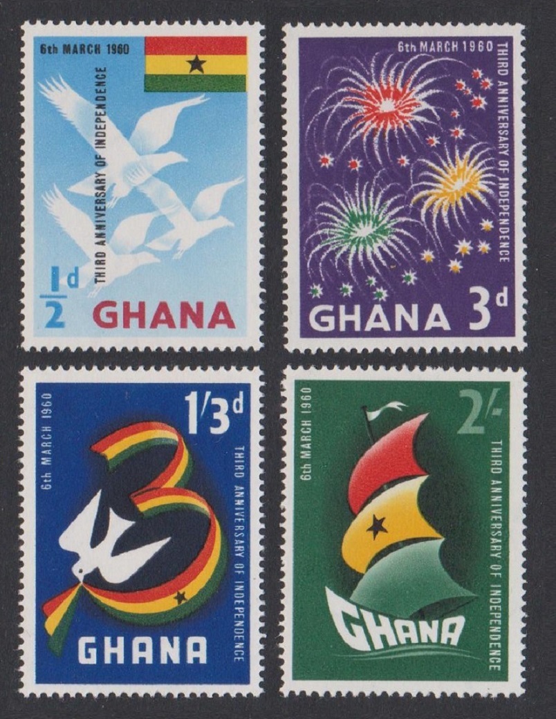 Ghana Eagles in Flight Birds Fireworks Independence 4v 1960 MNH SG#238-241 Sc#71-74