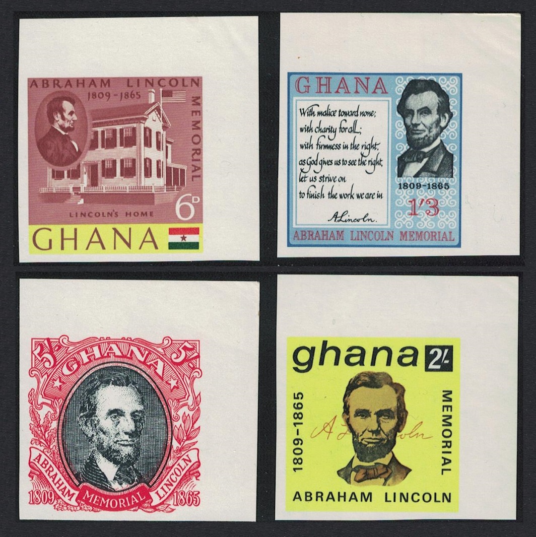 Ghana Abraham Lincoln 4v Imperf Corners 1965 MNH SG#373-376