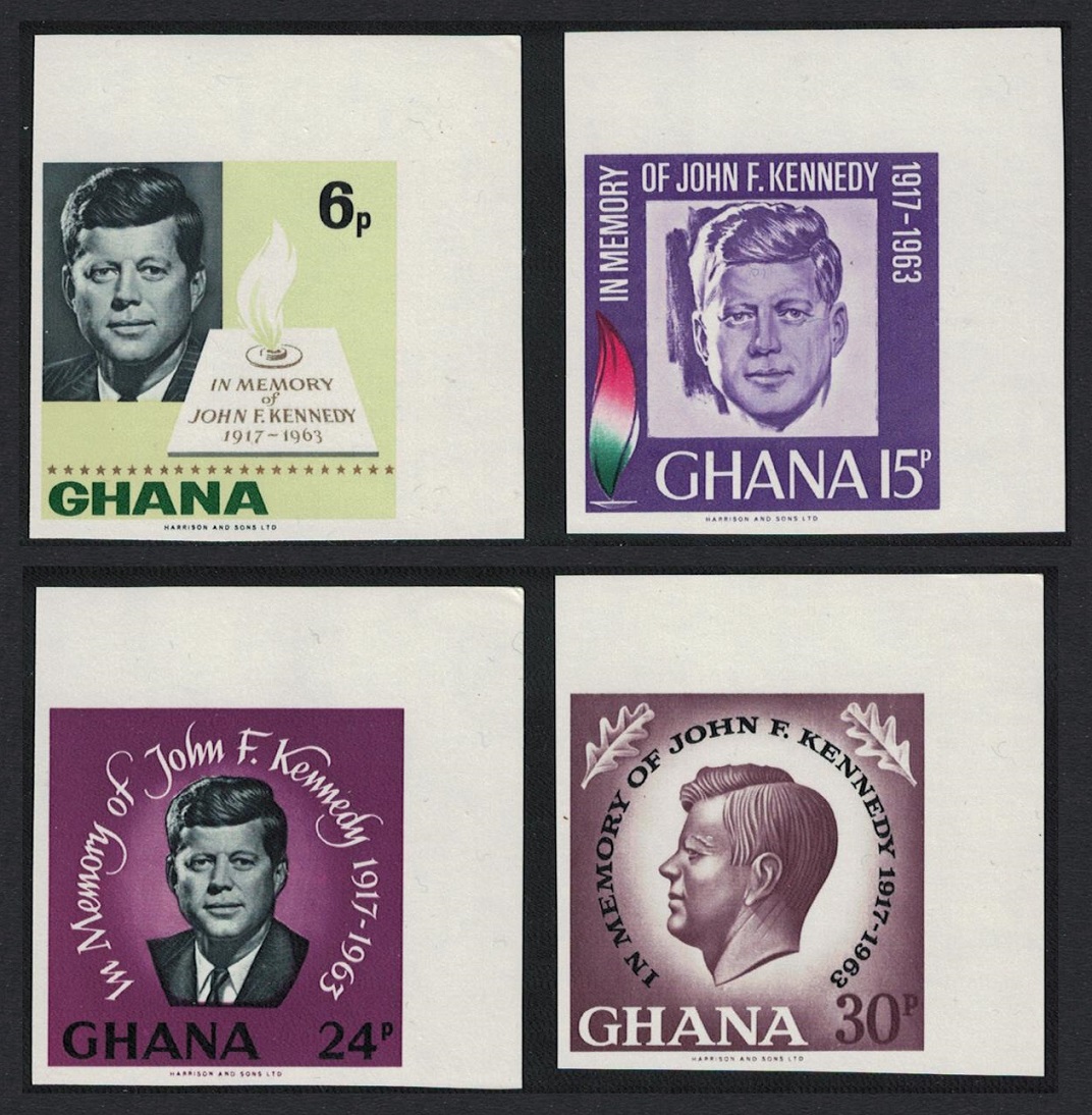 Ghana 2nd Death Anniversary of President Kennedy 4v Imperf Corners 1965 MNH SG#403-406