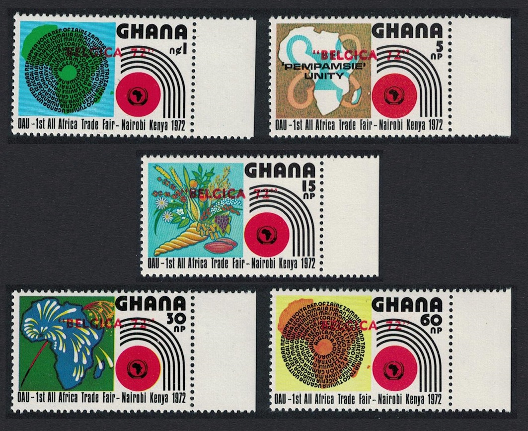 Ghana All African Trade Fair 5v OVERPRINT RARR 1972 MNH SG#625-629VAR MI#462-467