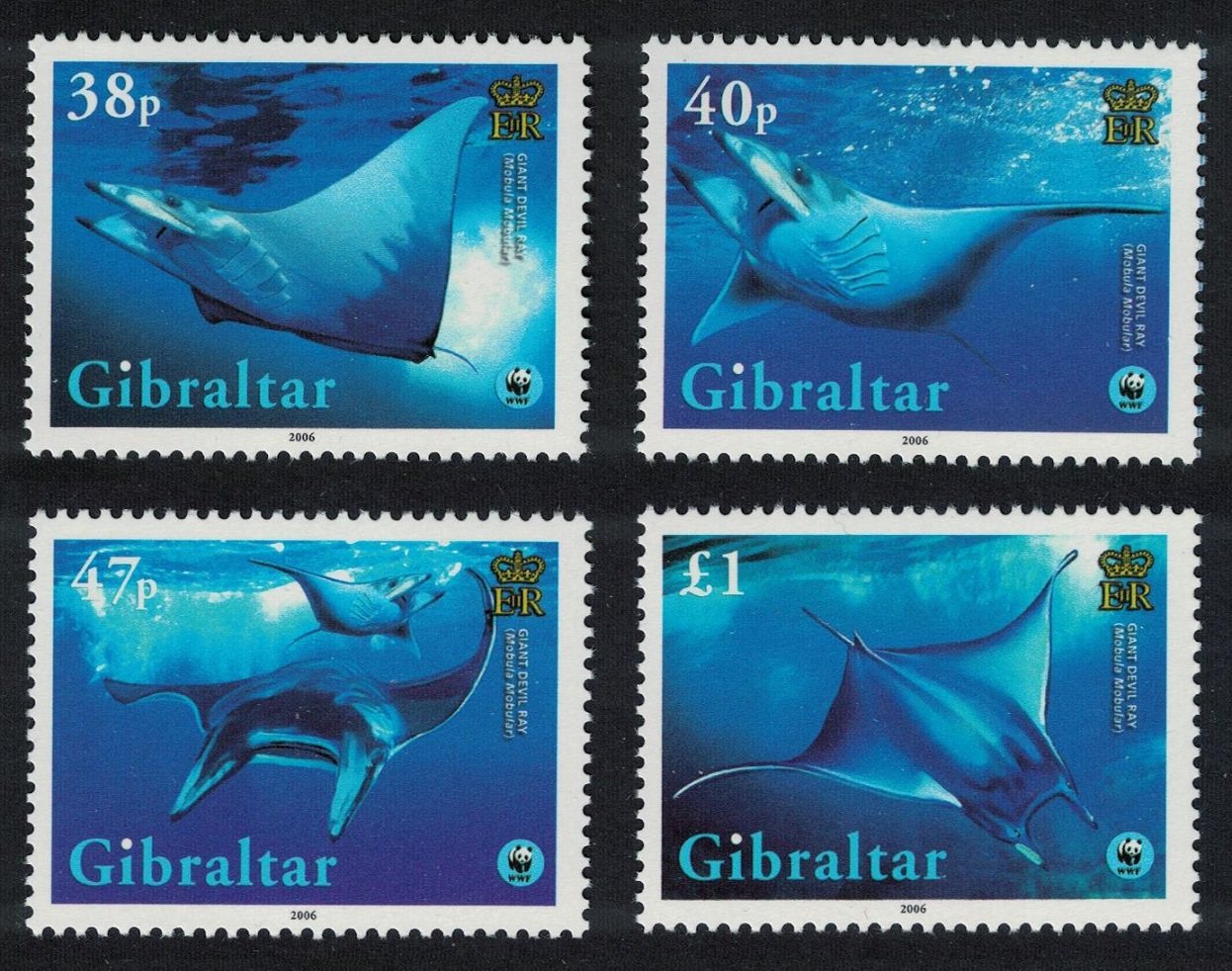 Gibraltar WWF Giant Devil Ray Mobula mobular 4v 2006 MNH SG#1152-1155